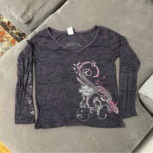 Harley Davidson Long Sleeve Shirt Top 2XL Stretch Lightweight See Through